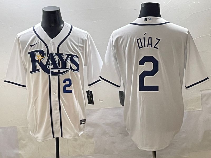 Men 2025 Tampa Bay Rays 2 Diaz White Game Nike MLB Jersey style 4